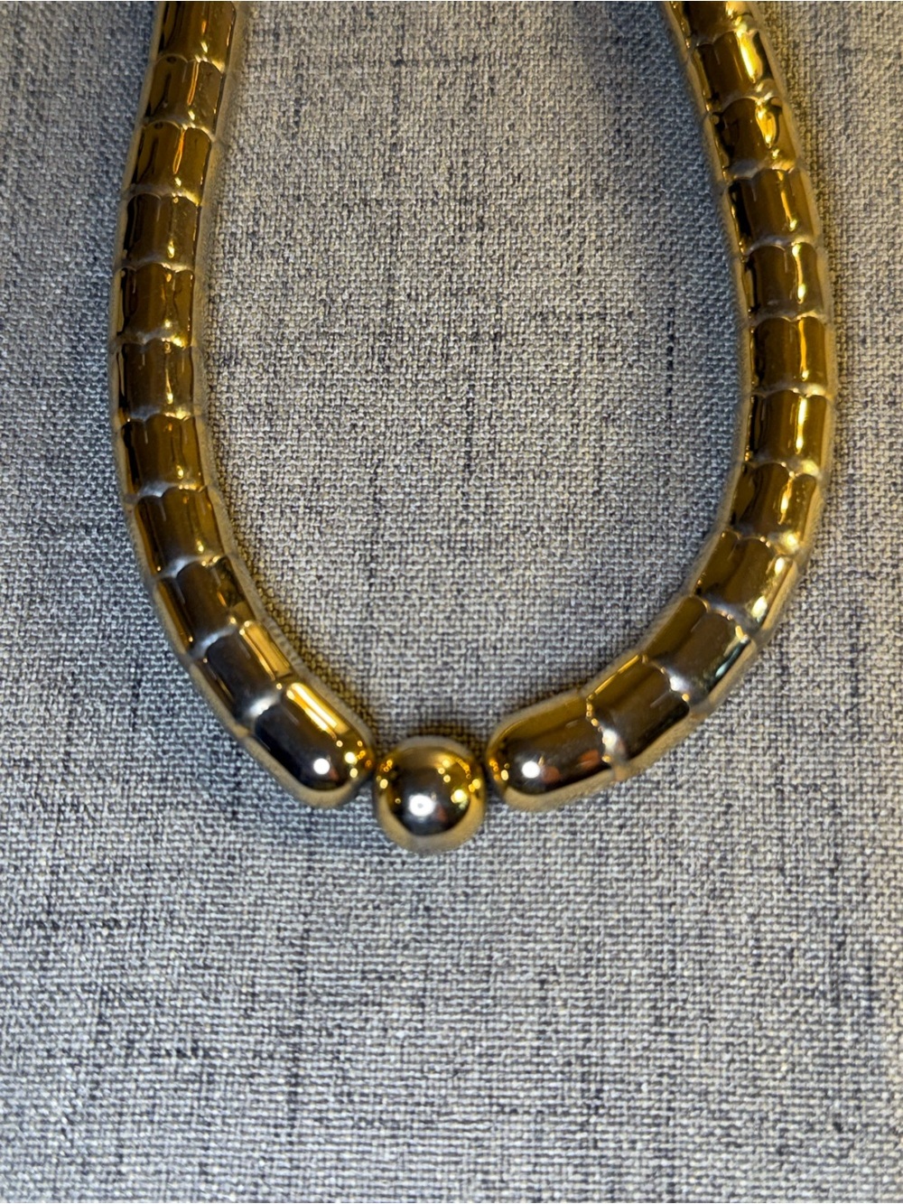 Vintage 80s Tubogas Omega Necklace Attributed to Monet Ball Bead Choker w\charm - Picture 5 of 9